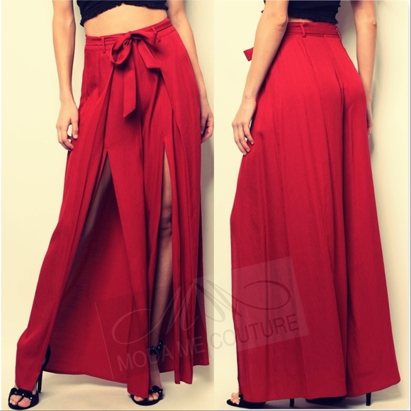 JESSICA Wine Split Pants - Picture 3 of 4